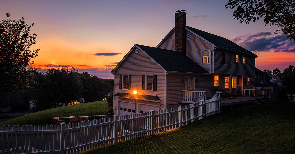 image of home at sunset